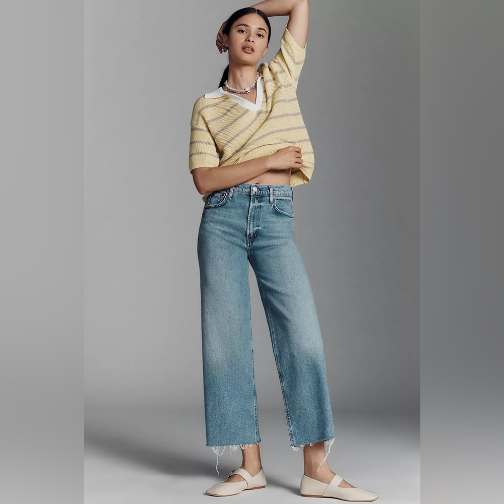 Agolde Light Blue High-Rise Straight Crop Jeans